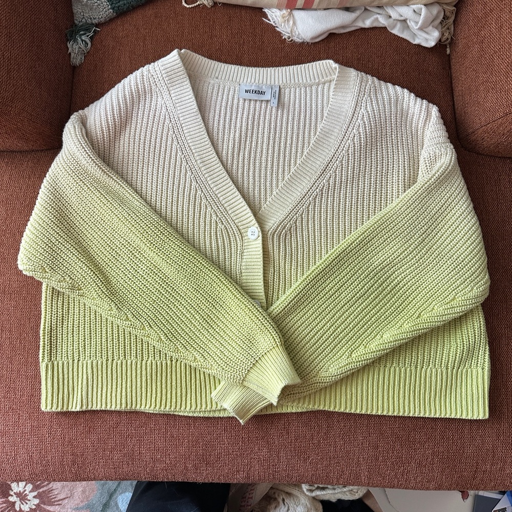 ASOS Weekday Women's Cream and Lime Gradient Sweater